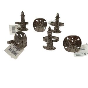 JK Designs Silver Nautical Lighthouse & Sand Dollar Napkin Rings - Set of 6